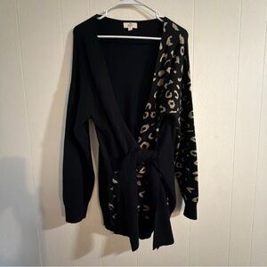 Entro Black and Tan Leopard Cardigan